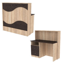 Ресепшн Нежность Волны №1А с левосторонней тумбой с ящиками, Дуб Сонома + Дуб Венге