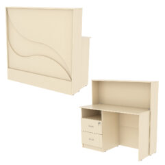 Ресепшн Нежность Волны №1Б с левосторонней тумбой с ящиками, Крем Вайс