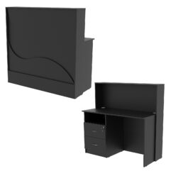 Ресепшн Нежность Волны №1Б с левосторонней тумбой с ящиками, Черный