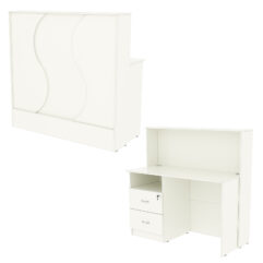 Ресепшн Нежность Волны №1В с левосторонней тумбой с ящиками, Белый