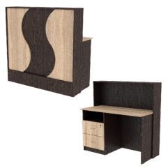 Ресепшн Нежность Волны №1В с левосторонней тумбой с ящиками, Дуб Венге и Дуб Сонома