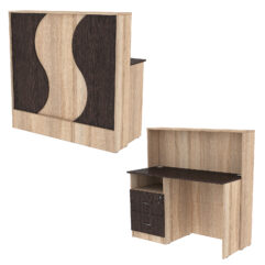 Ресепшн Нежность Волны №1В с левосторонней тумбой с ящиками, Дуб Сонома + Дуб Венге
