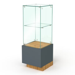 Прилавок для ювелирных изделий ГОЛДЕН №4 угловой левосторонний, Темно-серый и Дуб Золотистый