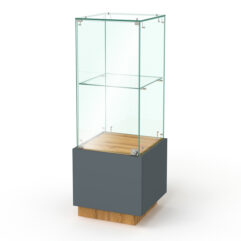 Прилавок для ювелирных изделий ГОЛДЕН №4 угловой правосторонний, Темно-серый и Дуб Золотистый