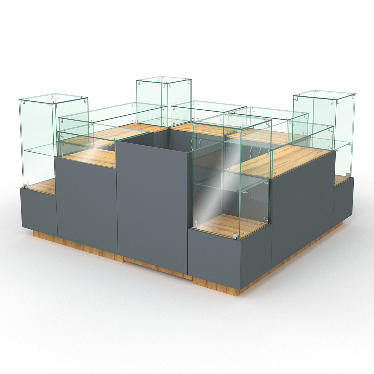 Торговый островок для ювелирных изделий ГОЛДЕН №1, Темно-серый и Дуб Золотистый