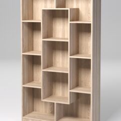 Стеллаж ДОМАШНИЙ для книг №3А с 11-ю ячейками (задняя стенка - ДВП), Дуб Сонома