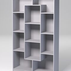 Стеллаж ДОМАШНИЙ для книг №3А с 11-ю ячейками (задняя стенка - ДВП), Серый