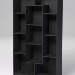 Стеллаж ДОМАШНИЙ для книг №3А с 11-ю ячейками (задняя стенка - ДВП), Черный