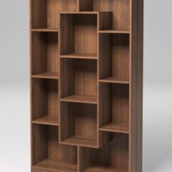 Стеллаж ДОМАШНИЙ для книг №3А с 11-ю ячейками (задняя стенка - ДВП), Орех