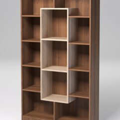 Стеллаж ДОМАШНИЙ для книг №4А с 13-ю ячейками (задняя стенка - ДВП), Орех и Дуб Сонома