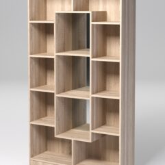 Стеллаж ДОМАШНИЙ для книг №4Б с 13-ю ячейками (задняя стенка - зеркало), Дуб Сонома