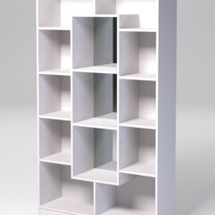 Стеллаж ДОМАШНИЙ для книг №4Б с 13-ю ячейками (задняя стенка - зеркало), Белый