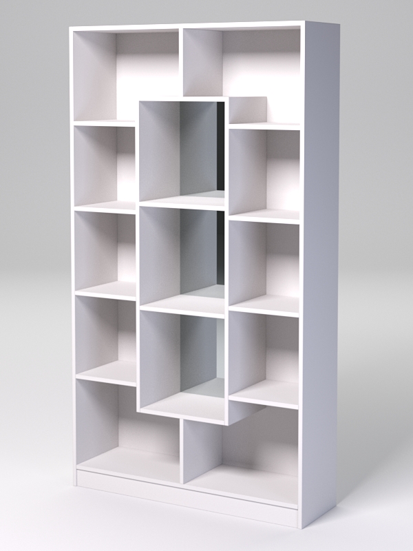 Стеллаж ДОМАШНИЙ для книг №4Б с 13-ю ячейками (задняя стенка - зеркало), Белый