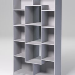 Стеллаж ДОМАШНИЙ для книг №4Б с 13-ю ячейками (задняя стенка - зеркало), Серый