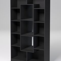 Стеллаж ДОМАШНИЙ для книг №4Б с 13-ю ячейками (задняя стенка - зеркало), Черный