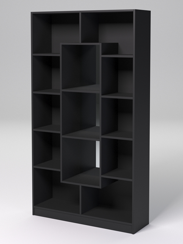 Стеллаж ДОМАШНИЙ для книг №4Б с 13-ю ячейками (задняя стенка - зеркало), Черный