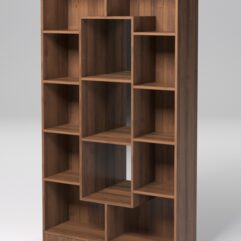 Стеллаж ДОМАШНИЙ для книг №4Б с 13-ю ячейками (задняя стенка - зеркало), Орех