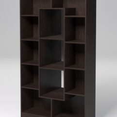 Стеллаж ДОМАШНИЙ для книг №4Б с 13-ю ячейками (задняя стенка - зеркало), Дуб Венге