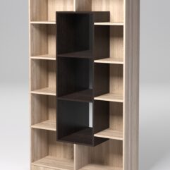 Стеллаж ДОМАШНИЙ для книг №4Б с 13-ю ячейками (задняя стенка - зеркало), Дуб Сонома и Дуб Венге