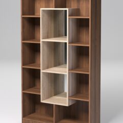 Стеллаж ДОМАШНИЙ для книг №4Б с 13-ю ячейками (задняя стенка - зеркало), Орех и Дуб Сонома