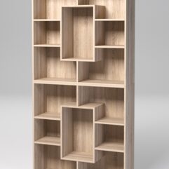 Стеллаж ДОМАШНИЙ для книг №5А с 14-ю ячейками (задняя стенка - ДВП), Дуб Сонома