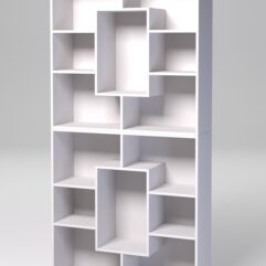 Стеллаж ДОМАШНИЙ для книг №5А с 14-ю ячейками (задняя стенка - ДВП), Белый