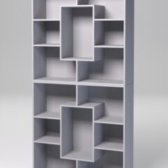 Стеллаж ДОМАШНИЙ для книг №5А с 14-ю ячейками (задняя стенка - ДВП), Серый