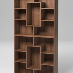 Стеллаж ДОМАШНИЙ для книг №5А с 14-ю ячейками (задняя стенка - ДВП), Орех