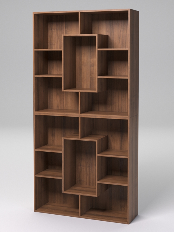 Стеллаж ДОМАШНИЙ для книг №5А с 14-ю ячейками (задняя стенка - ДВП), Орех