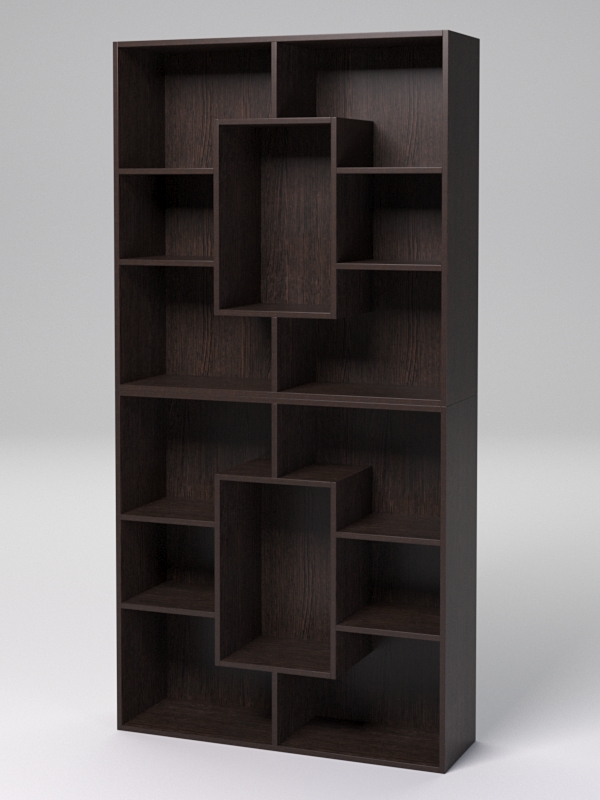 Стеллаж ДОМАШНИЙ для книг №5А с 14-ю ячейками (задняя стенка - ДВП), Дуб Венге