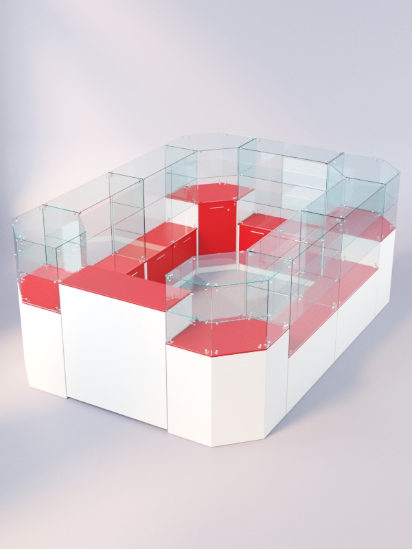 Комплект прилавков ЛОРНЕТ №2, Белый + красный