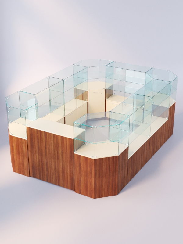 Комплект прилавков ЛОРНЕТ №2, Орех + Крем Вайс