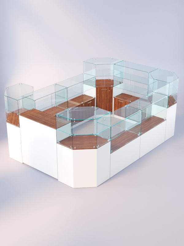 Комплект прилавков ЛОРНЕТ №3, Белый + Орех