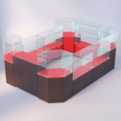 Комплект прилавков ЛОРНЕТ №3, Дуб Венге + Красный