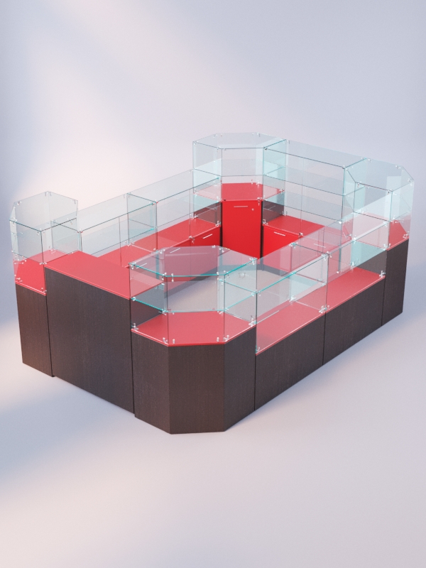 Комплект прилавков ЛОРНЕТ №3, Дуб Венге + Красный