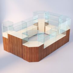 Комплект прилавков ЛОРНЕТ №3, Орех + Крем Вайс