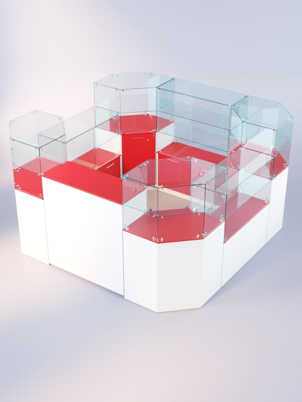 Комплект прилавков ЛОРНЕТ №4, Белый + красный