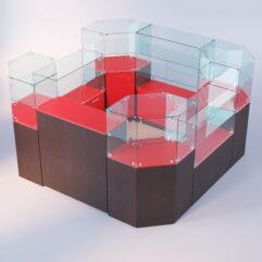 Комплект прилавков ЛОРНЕТ №4, Дуб Венге + Красный