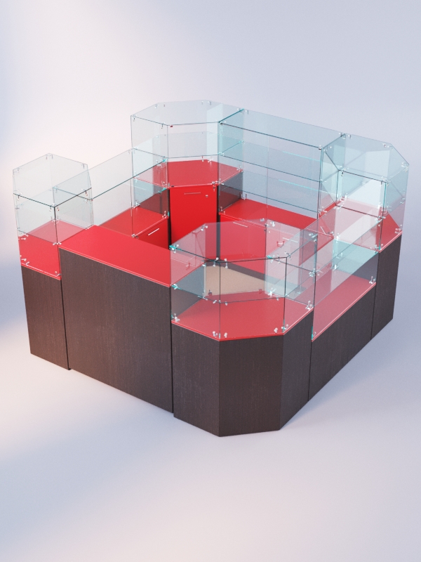 Комплект прилавков ЛОРНЕТ №4, Дуб Венге + Красный