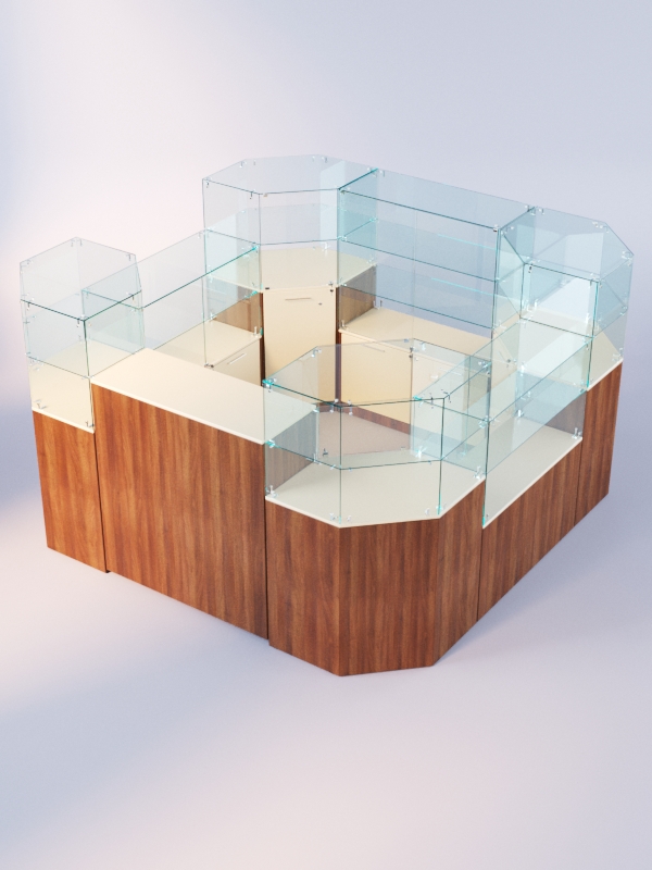 Комплект прилавков ЛОРНЕТ №4, Орех + Крем Вайс