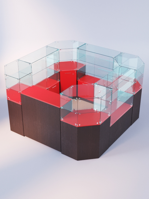 Комплект прилавков ЛОРНЕТ №5, Дуб Венге + Красный