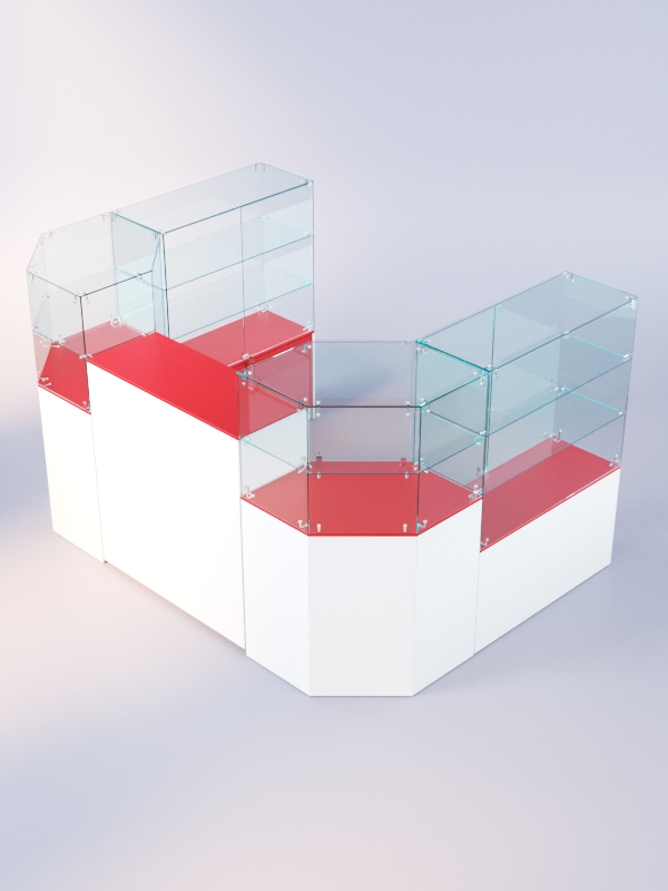 Комплект прилавков ЛОРНЕТ №6, Белый + красный