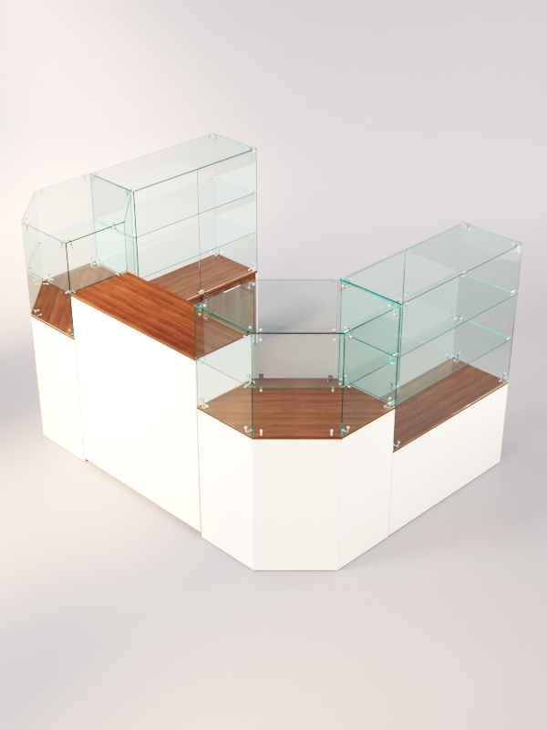 Комплект прилавков ЛОРНЕТ №6, Белый + Орех