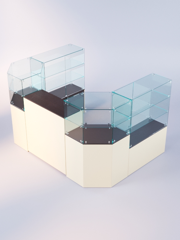 Комплект прилавков ЛОРНЕТ №6, Крем Вайс + Дуб Венге