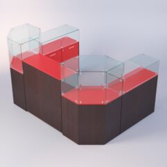 Комплект прилавков ЛОРНЕТ №7, Дуб Венге + Красный