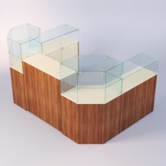 Комплект прилавков ЛОРНЕТ №7, Орех + Крем Вайс