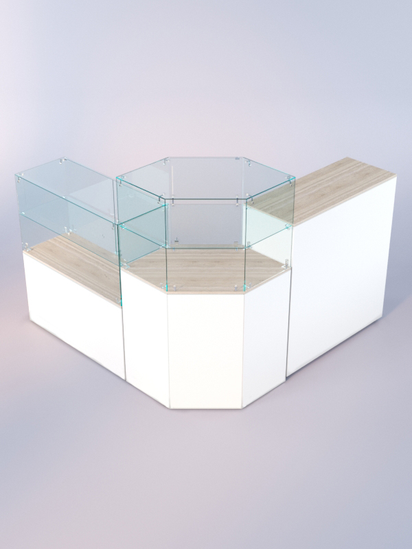 Комплект прилавков ЛОРНЕТ №8, Белый + Дуб Сонома