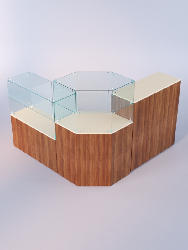 Комплект прилавков ЛОРНЕТ №8, Орех + Крем Вайс