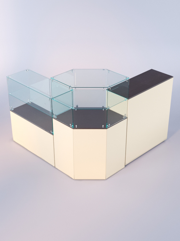 Комплект прилавков ЛОРНЕТ №8, Крем Вайс + Дуб Венге