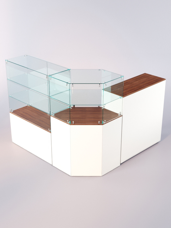 Комплект прилавков ЛОРНЕТ №9, Белый + Орех